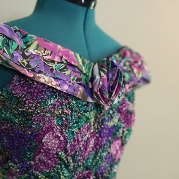 Vintage | Taffeta Floral Tea Dress - Picture 6 of 14